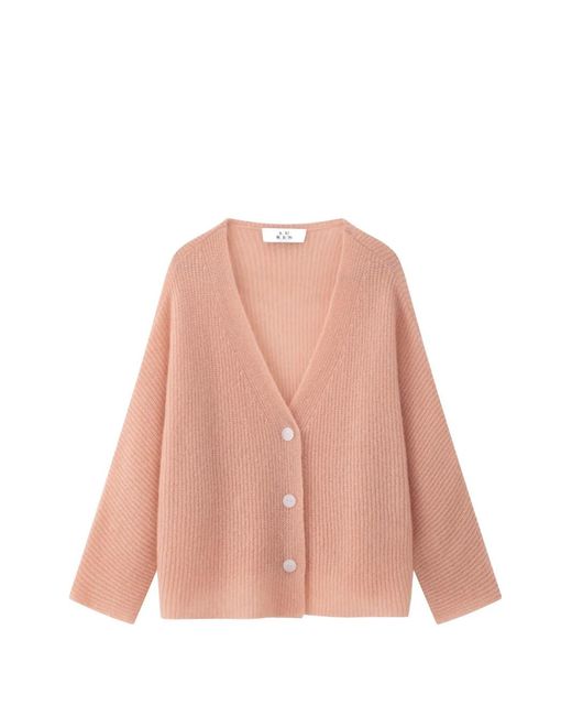 LU REN Pink V-Neck Buttoned Cardigan