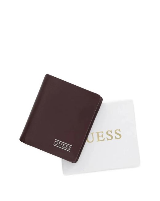 Guess Purple New Boston Logo-Plaque Bifold Leather Wallet for men
