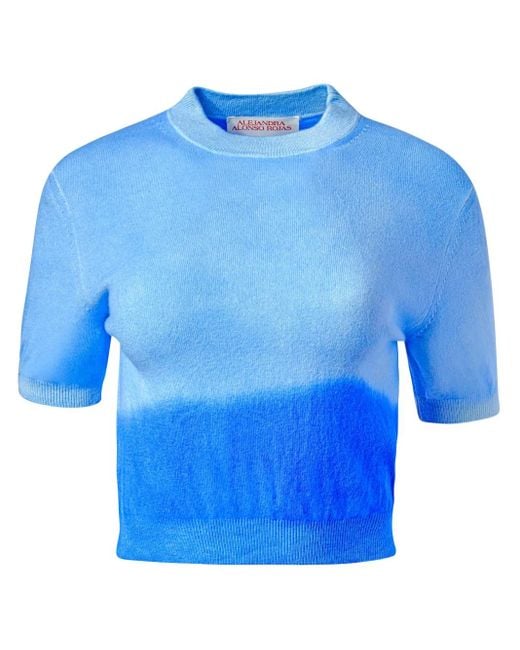 Alejandra Alonso Rojas Blue Shortsleeved Cashmere T-Shirt