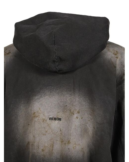 we11done Gray Dirty-Wash Zip-Up Hoodie for men