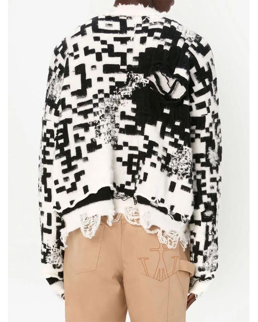 J.W. Anderson Black Qr Code Distressed Jumper - Unisex - Wool/acrylic/viscose/mohairelastanepolyamide