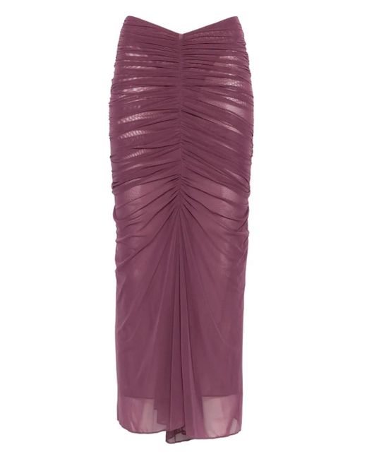 Mugler シャーリング メッシュ マキシスカート Purple