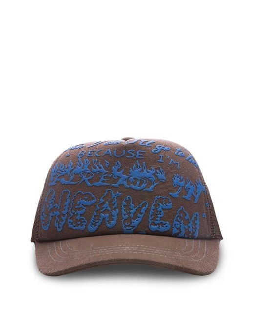 JUNGLES Blue Puff-Print Trucker Cap for men