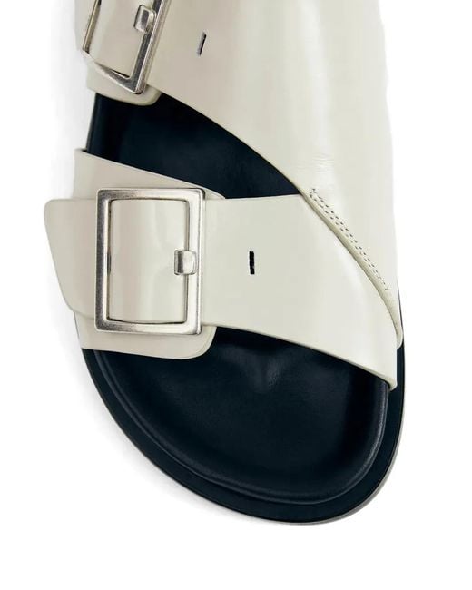 Alohas White Alba Buckle Strap Slides for men