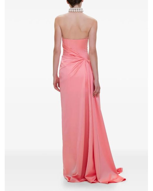 V:PM ATELIER Pink Kira Strapless Draped-Detailing Maxi Dress
