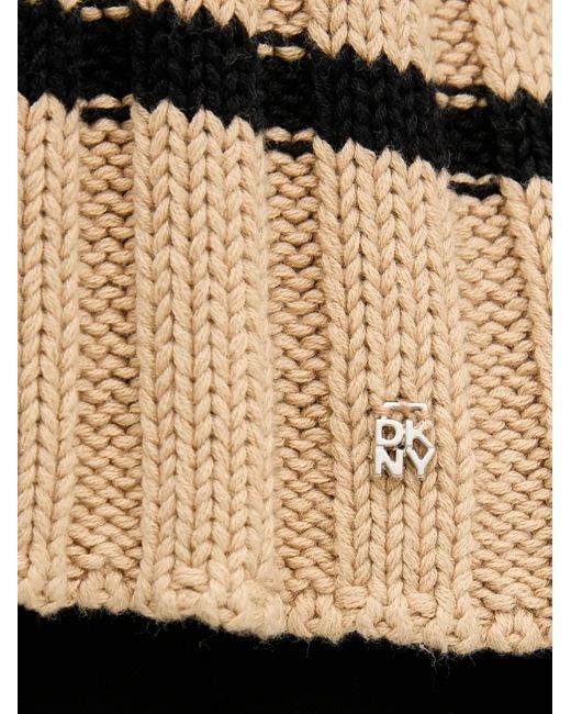 DKNY Natural Striped-Patern Zip Cardigan