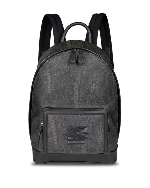 Etro Black Paisley-jacquard Backpack for men