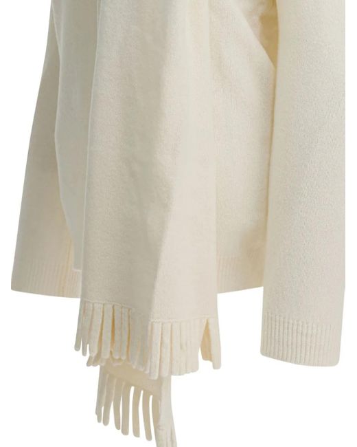 Sandbeige White Pullover Mit Fransen