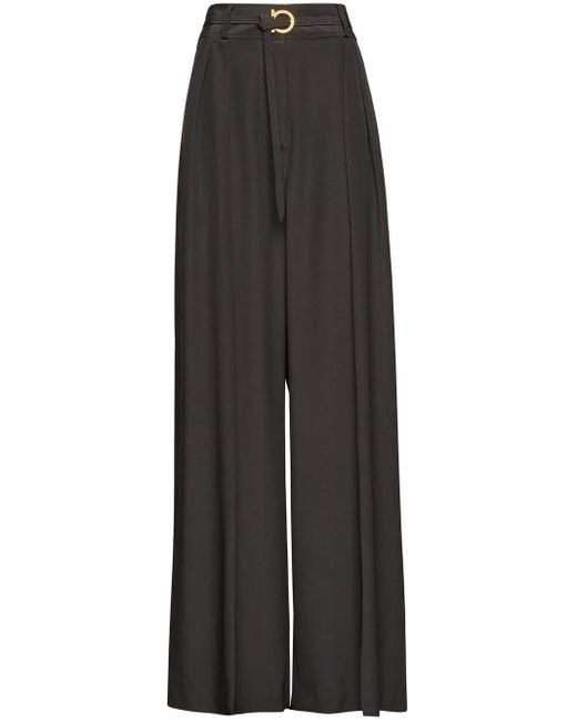 Ferragamo Black Wide Trousers
