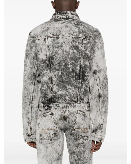 Martine Rose Gray Zip-Front Washed Denim Jacket for men