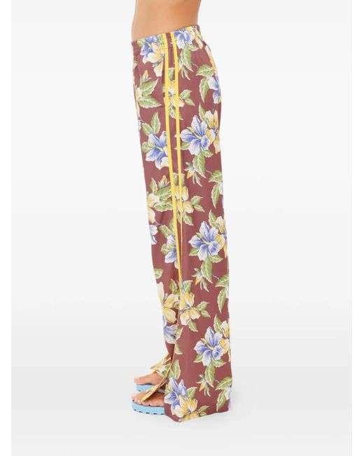 The Upside White Isla Juliet Floral-Print Side-Stripe Track Pants
