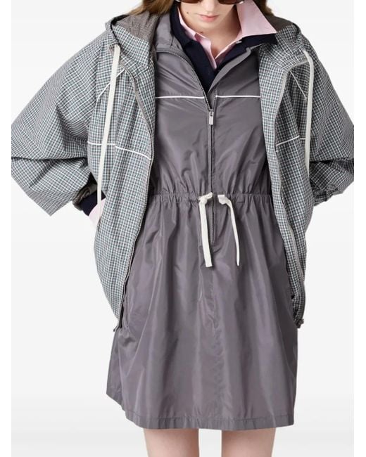 Miu Miu Gray Checked Bomber Jacket