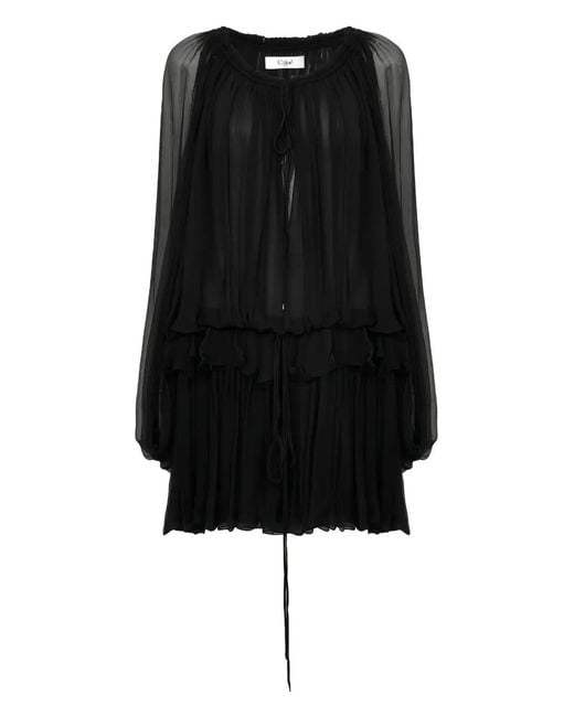 Chloé Black Kleid Mit Bindedetail
