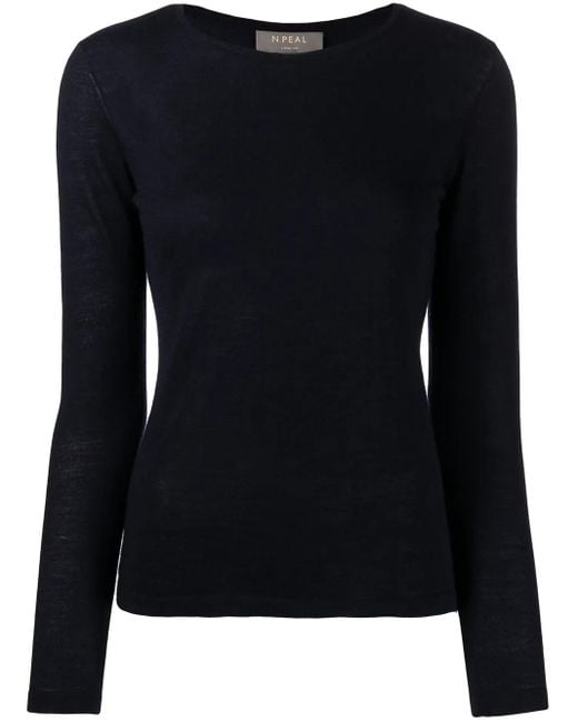N.Peal Cashmere Black Long-Sleeve Cashmere Jumper