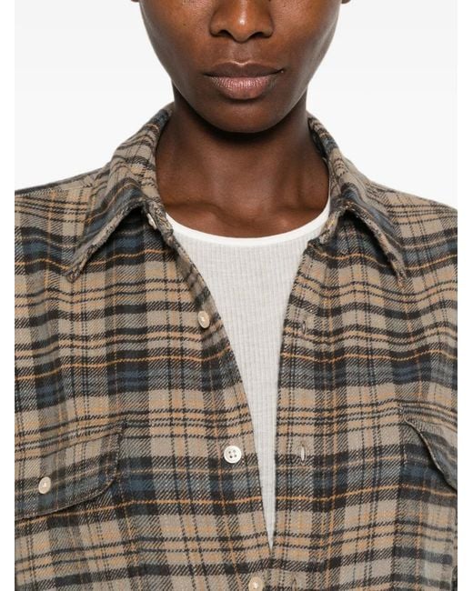 R13 Natural Long-Sleeve Checked Shirt