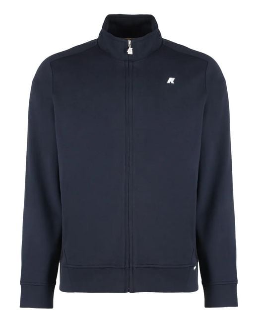 K-Way Blue Full-Zip Logo-Patch Sweatshirt for men