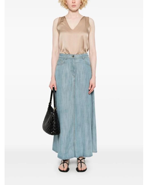 Kaos Blue A-Line Midi Skirt