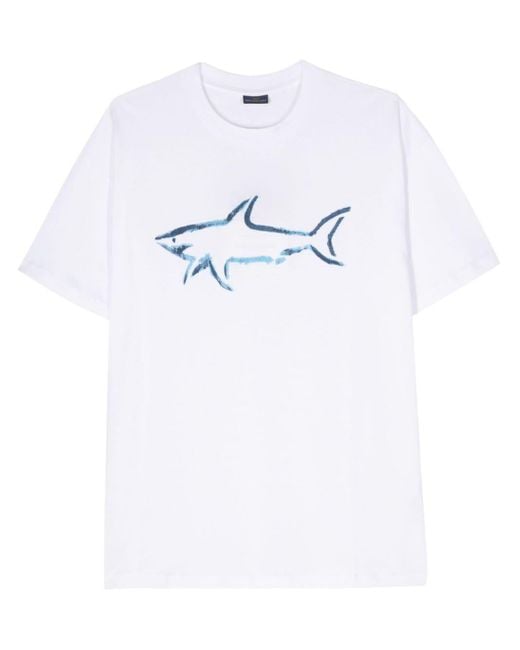 Paul & Shark White Logo-Print Cotton T-Shirt for men