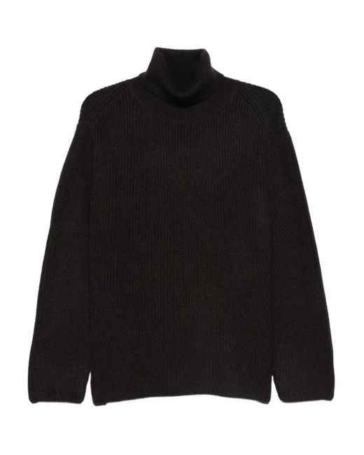 P.A.R.O.S.H. Black High-Neck Ribbed Sweater