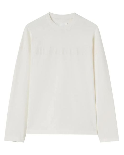 Jil Sander White Langarmshirt Mit Logo-Print