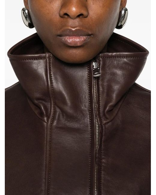 Nour Hammour Brown Roland Leather Jacket