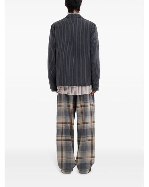 Marni Black Distressed-Effect Striped Blazer for men