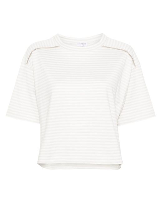 Camiseta a rayas Brunello Cucinelli de color White