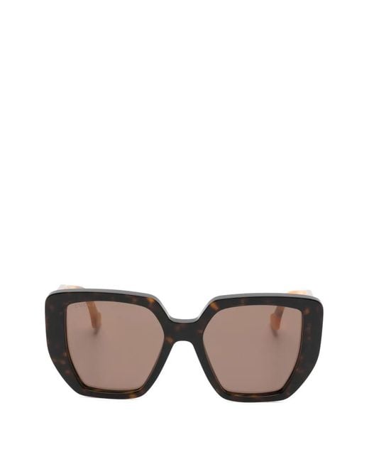 Gucci Gray Double G Geometric-Frame Sunglasses