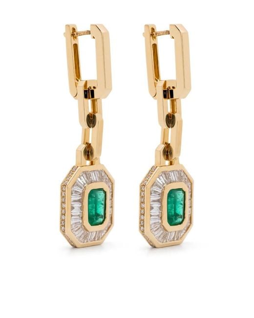 SHAY White 18K Emerald And Diamond Drop Earrings