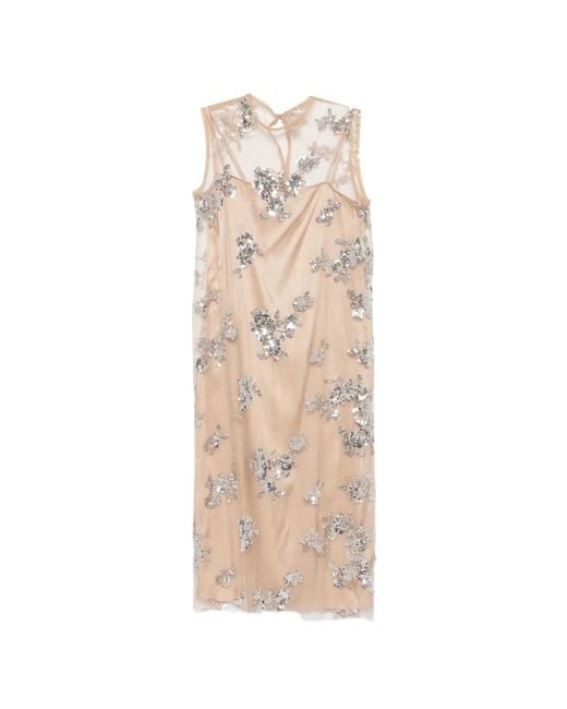 Ottod'Ame Natural Sequin-Embellished Midi Dress