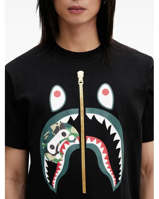 A Bathing Ape Black Abc Camo Milo Shark T-Shirt for men