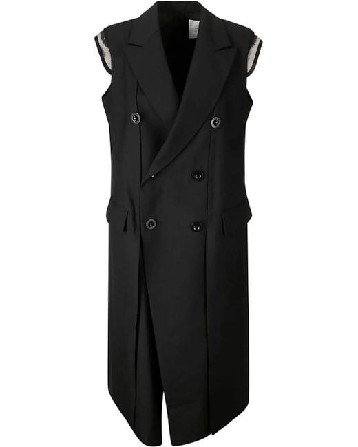 Sacai Black Suiting Long Vest Coat