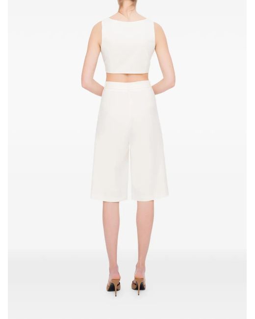 MEDEA White Pleated High-Waisted Shorts