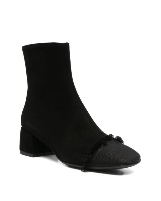 Roberto Festa Black 40Mm Frayed-Detail Block-Heel Ankle Boots