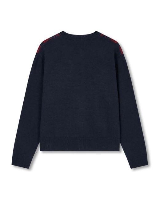 Studio Tomboy X Blue Argyle-Pattern Round-Neck Cardigan