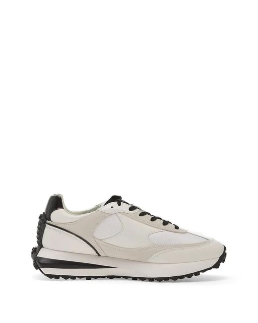 Karl Lagerfeld White Zone Panelled Lace-Up Leather Sneakers for men
