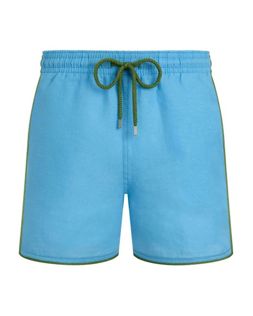 Vilebrequin Blue Drawstring Piped-Trim Swim Shorts for men
