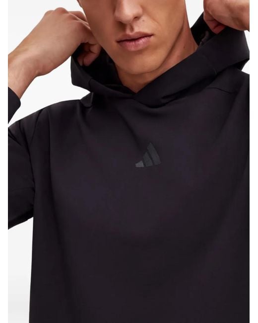 Adidas Blue Designed For Training Logo-Detail Hoodie for men