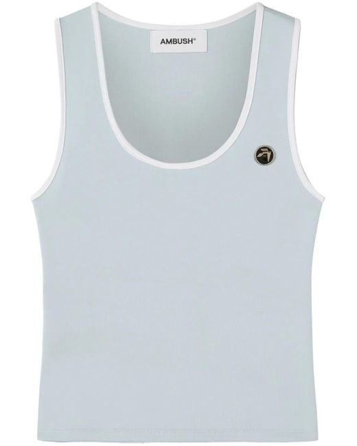 Ambush Gray Round-Neck Logo-Plaque Top
