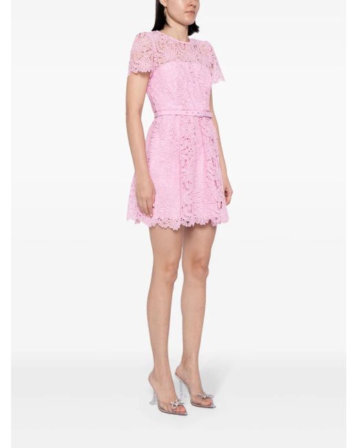 chinese dress ladies Self-Portrait - Pink Guipure Lace Midi Dress