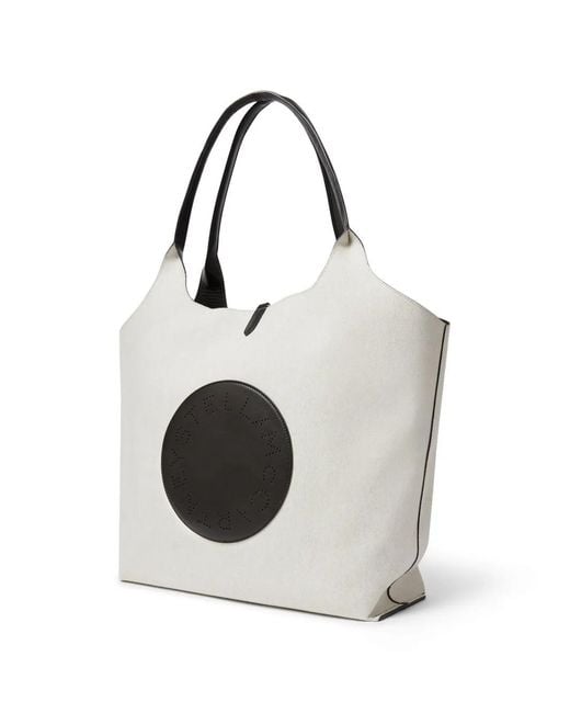 Stella McCartney Black Logo-Patch Canvas Tote Bag