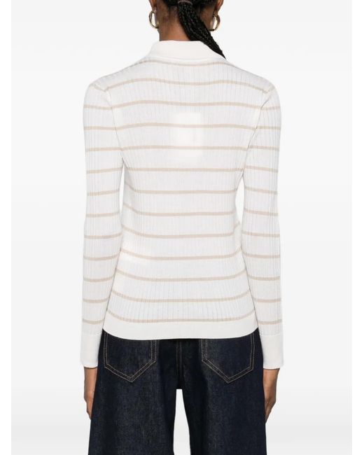 Max Mara White Striped Polo
