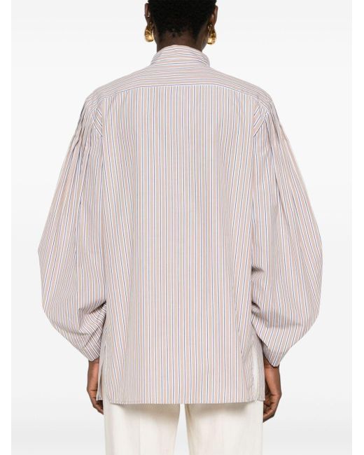 Alberta Ferretti Natural Striped Cotton Shirt