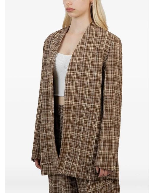 Auralee Brown Checked Coat