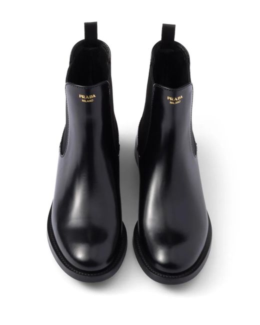 Prada Black Logo-Print Boots