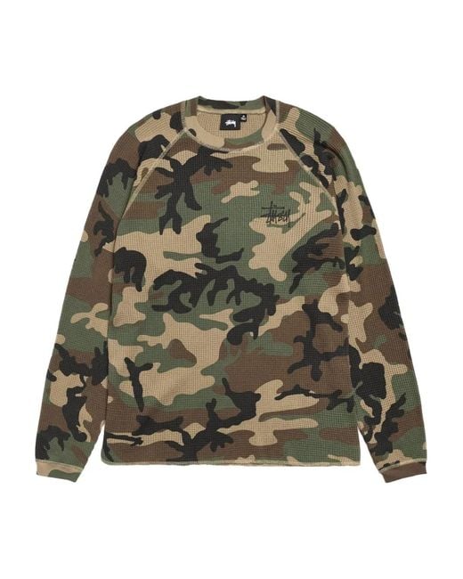 Stussy Green Raglan Camouflage Sweater
