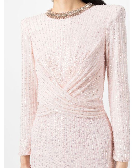 Jenny Packham Maxi-jurk Verfraaid Met Pailletten in het Pink
