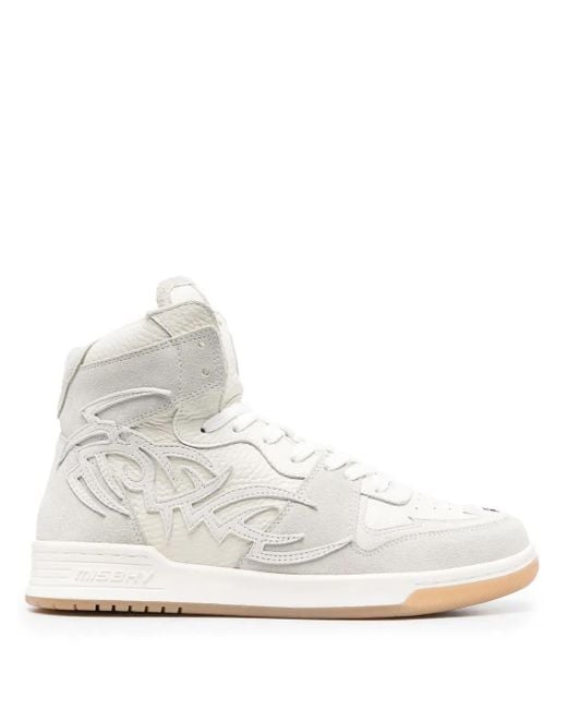 M I S B H V White Appliqué-Logo High-Top Sneakers