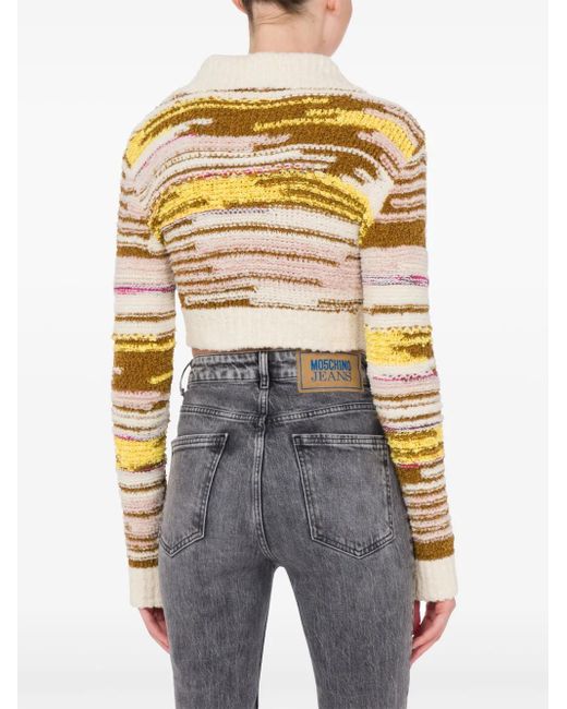 Moschino White Cropped Sweater