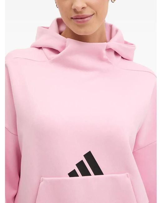 Adidas Pink Z.N.E Kangaroo-Pocket Hoodie